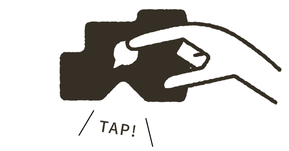 画面に表示されている言葉をタップしている図